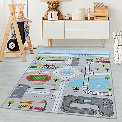 Carpetsale24 Kinderteppich Straßenteppich Lernen und Spielen Grau 80 x 120 cm Läufer - Kurzflor Teppich Kinderzimmer für Jungen und Mädchen Pflegeleicht - Waschbar Spielteppich Babyzimmer Babyteppich Carpetsale24 Kinderteppich Straßenteppich Lernen und Spielen Grau 80 x 120 cm Läufer - Kurzflor Teppich Kinderzimmer für Jungen und Mädchen Pflegeleicht - Waschbar Spielteppich Babyzimmer Babyteppich von Carpetsale24