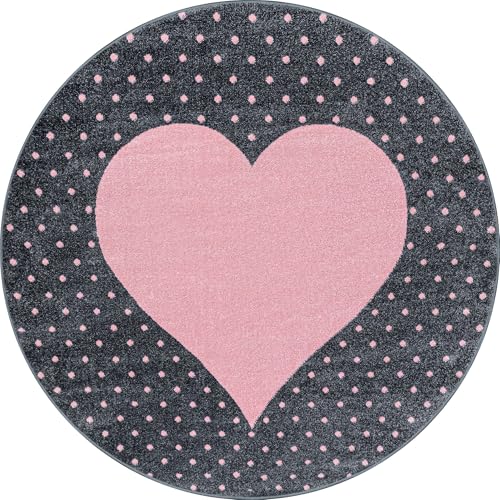 Carpetsale24 Kinderteppich liebevolles Herzmuster Pink und Grau 160 cm Rund - Kurzflor Teppich Kinderzimmer für Jungen und Mädchen Pflegeleicht Weich - Waschbar Spielteppich Babyzimmer Babyteppich Carpetsale24 Kinderteppich liebevolles Herzmuster Pink und Grau 160 cm Rund - Kurzflor Teppich Kinderzimmer für Jungen und Mädchen Pflegeleicht Weich - Waschbar Spielteppich Babyzimmer Babyteppich von Carpetsale24