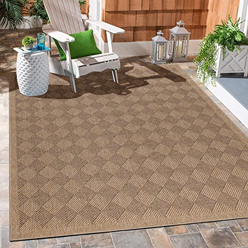 Carpetsale24 In & Outdoor Teppich 140x200 cm – Moderner Balkon Teppich in Natur Jute-Optik – Wetterfest, Flachgewebe & Pflegeleicht – Für drinnen & draußen von Carpetsale24