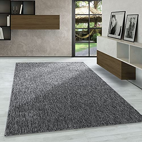 Carpetsale24 Teppich Wohnzimmer Einfarbig Schlingenflor Cut-Loop Teppich Grau 80 x 150 cm Läufer - Kurzflor Schlingenteppich Meliert Design Flachgewebe Weicher Teppich für Schlafzimmer Küche Esszimmer von Carpetsale24