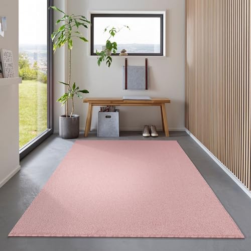 Carpetsale24 Teppich 120x170 cm Rosa, Kurzflor, Einfarbig, Modern, Rechteckig, Rutschhemmend, Pflegeleicht, Teppichboden für Wohnzimmer, Schlafzimmer, Essbereich Carpetsale24 Teppich 120x170 cm Rosa, Kurzflor, Einfarbig, Modern, Rechteckig, Rutschhemmend, Pflegeleicht, Teppichboden für Wohnzimmer, Schlafzimmer, Essbereich von Carpetsale24