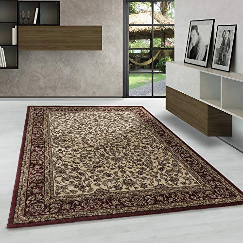 Carpetsale24 Orientteppich Kurzflor Orientalischer Teppich, Klassisch Oriental Ornament Design, Rechteckig, Creme Farbe, Wohnzimmerteppich, Größe:120 x 170 cm von Carpetsale24