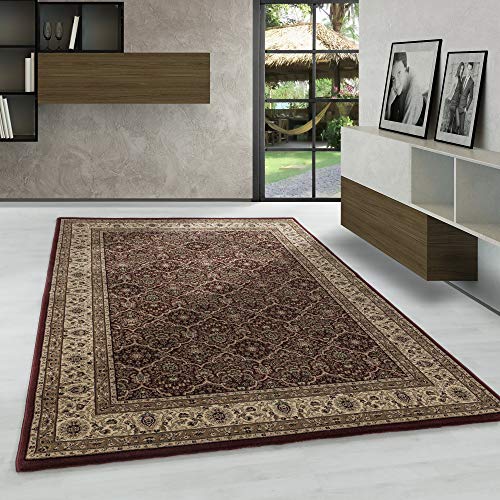 Carpetsale24 Orientteppich Kurzflor Orientalischer Teppich, Klassisch Oriental Ornament Design, Rechteckig, rot Farbe, Wohnzimmerteppich, Größe:120 x 170 cm von Carpetsale24