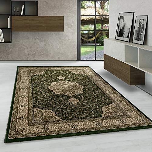 Carpetsale24 Orientteppich Kurzflor Orientalischer Teppich, Klassisch Oriental Ornament Medaillon Design, Rechteckig, grün Farbe, Wohnzimmerteppich, Größe:200 x 290 cm von Carpetsale24