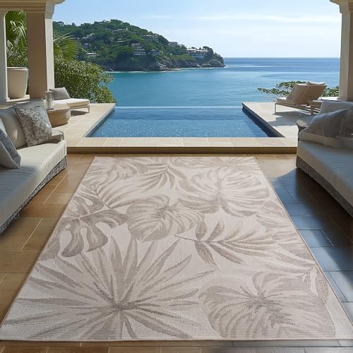 Carpetsale24 Outdoor Teppich Beige 240x340 cm, Wetterfest & UV-beständig, ideal für Küche, Balkon, Terrasse, Garten auch Wohnzimmer und Esszimmer, Palmblätter-Design, Leicht zu Reinigen Carpetsale24 Outdoor Teppich Beige 240x340 cm, Wetterfest & UV-beständig, ideal für Küche, Balkon, Terrasse, Garten auch Wohnzimmer und Esszimmer, Palmblätter-Design, Leicht zu Reinigen von Carpetsale24