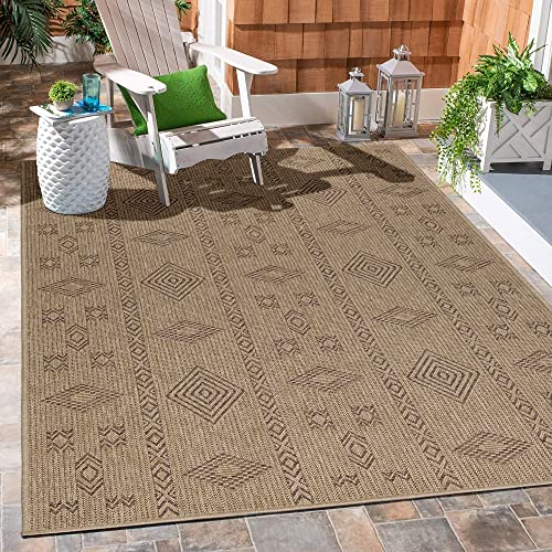 Carpetsale24 Küchenteppich Waschbar Flachgewebe Sisal Optik Indoor Teppich Naturfarben 120 x 170 cm - Outdoor Teppich Wetterfest Vintage Design Balkon Teppich Wasserfest - Waschbarer Teppich Terasse von Carpetsale24