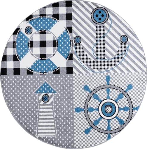 Carpetsale24 Runder Kinderteppich Piraten auf Grau Ø120 cm – Weicher Teppich für Jungen – Abenteuerliches Motiv & Perfekt fürs Spielzimmer Carpetsale24 Runder Kinderteppich Piraten auf Grau Ø120 cm – Weicher Teppich für Jungen – Abenteuerliches Motiv & Perfekt fürs Spielzimmer von Carpetsale24