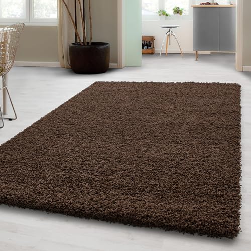 Carpetsale24 Shaggy Hochflor Teppich Läufer Flur 100 x 200 cm Braun - Weicher, Flauschiger Teppich Wohnzimmer – Moderner, Rutschfester Badezimmerteppich & Küchenläufer, Bettvorleger Schlafzimmer von Carpetsale24