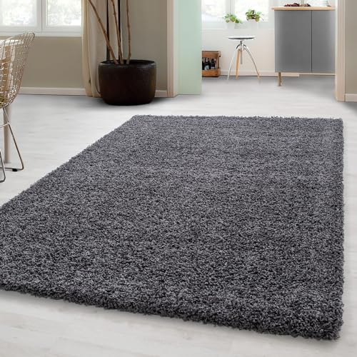 Carpetsale24 Shaggy Hochflor Teppich Läufer Flur 80 x 150 cm Grau - Weicher, Flauschiger Teppich Wohnzimmer – Moderner, Rutschfester Badezimmerteppich & Küchenläufer, Bettvorleger Schlafzimmer von Carpetsale24
