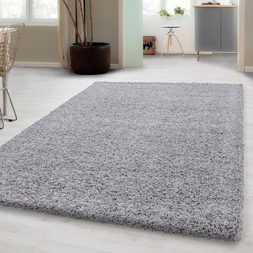 Carpetsale24 Shaggy Hochflor Teppich Wohnzimmer 120 x 170 cm Hellgrau Modern - Teppich Flauschig, Extra Weich, Pflegeleicht und einfarbig - für Schlafzimmer, Esszimmer - Ideal als Küchenteppich von Carpetsale24