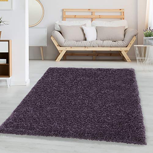 Carpetsale24 Shaggy Hochflor Teppich Wohnzimmer 120 x 170 cm Violett Modern - Teppich Flauschig, Extra Weich, Pflegeleicht und einfarbig - für Schlafzimmer, Esszimmer - Ideal als Küchenteppich von Carpetsale24