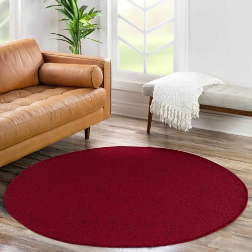 Carpetsale24 Teppich 200 cm Rund Rot – Kurzflor, Robust, Modern, Einfarbig, Weicher Teppich für Wohnzimmer, Küche, Schlafzimmer, Essbereich Carpetsale24 Teppich 200 cm Rund Rot – Kurzflor, Robust, Modern, Einfarbig, Weicher Teppich für Wohnzimmer, Küche, Schlafzimmer, Essbereich von Carpetsale24