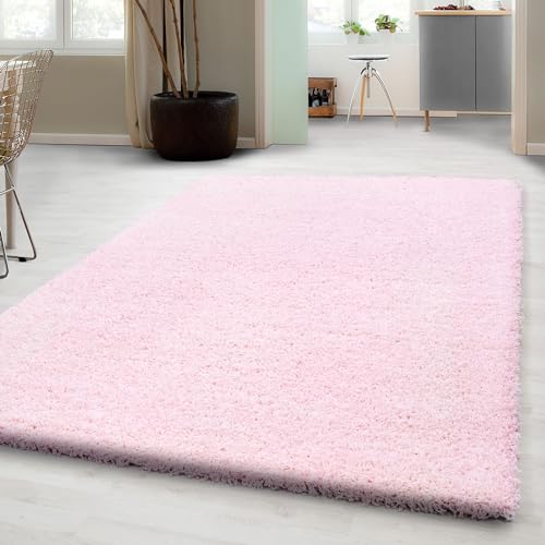 Carpetsale24 Shaggy Hochflor Teppich Wohnzimmer 100 x 200 cm Rosa-1 - Moderner, Flauschiger Langflor Teppich – Weicher Carpet für Schlafzimmer, Esszimmer & als stilvoller Küchenteppich von Carpetsale24