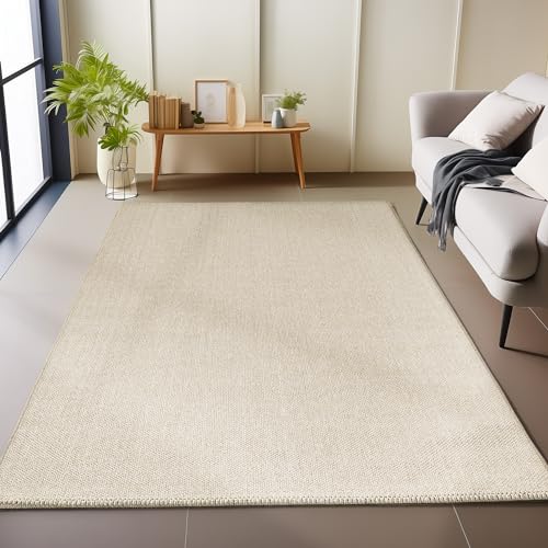 Carpetsale24 Teppich 160x230 cm Beige, Einfarbig & Weich, Moderner Schlingenflor für großes Wohnzimmer oder Schlafzimmer, Pflegeleicht & Stilvoll von Carpetsale24
