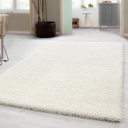 Carpetsale24 Shaggy Hochflor Teppich Wohnzimmer 200x300 (200 x 290 cm) Creme Modern - Teppich Flauschig, Extra Weich, Pflegeleicht und einfarbig - für Schlafzimmer, Esszimmer - Ideal als Küchenteppich von Carpetsale24