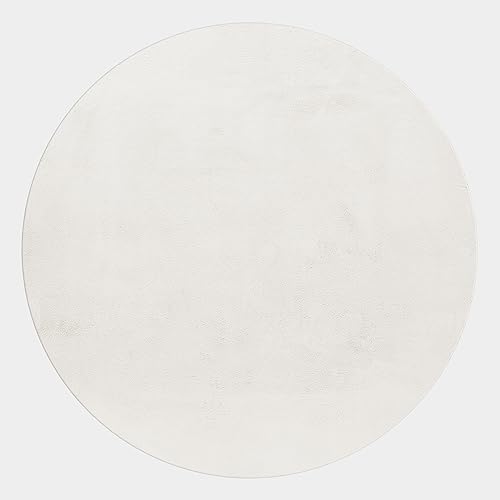 Carpetsale24 Teppich Wohnzimmer Einfarbig Modern Design 160 cm Rund Creme - Hochflor Teppich Schlafzimmer Extra Weich und Flauschig - Rund Teppich für Jugendzimmer Esszimmer Küche von Carpetsale24