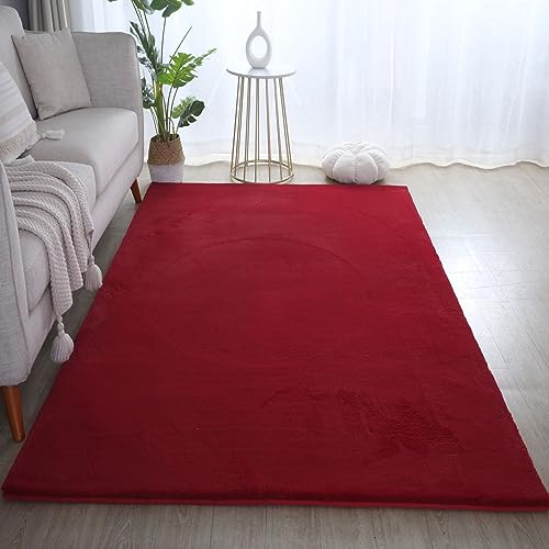 Carpetsale24 Teppich Wohnzimmer Einfarbig Modern Design 240 x 340 cm Rot - Hochflor Teppich Schlafzimmer Extra Weich und Flauschig - Rechteckig Teppich für Jugendzimmer Esszimmer Küche von Carpetsale24