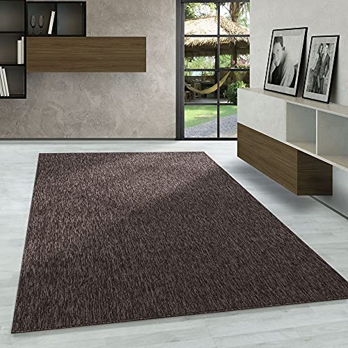 Carpetsale24 Teppich Wohnzimmer Einfarbig Schlingenflor Cut-Loop Teppich Braun 280 x 370 cm - Kurzflor Schlingenteppich Meliert Design Flachgewebe Extra Weich Teppiche für Schlafzimmer Küche Esszimmer von Carpetsale24