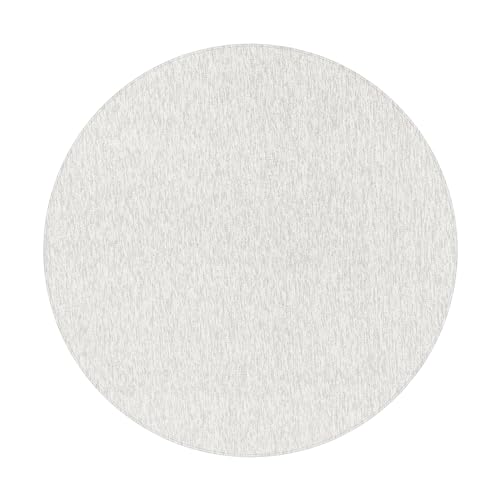 Carpetsale24 Teppich Wohnzimmer Einfarbig Schlingenflor Cut-Loop Teppich Creme 120 cm Rund - Kurzflor Schlingenteppich Meliert Design Flachgewebe Extra Weicher Teppich für Schlafzimmer Küche Esszimmer von Carpetsale24