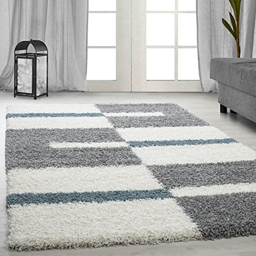 Carpetsale24 Teppich Wohnzimmer Moderne Kariert Design Shaggy Flokati 280 x 370 cm Türkis-Creme - Hochflor Schlafzimmer Extra Weich Pflegeleicht - Langflor Flauschiger Küche Carpetsale24 Teppich Wohnzimmer Moderne Kariert Design Shaggy Flokati 280 x 370 cm Türkis-Creme - Hochflor Schlafzimmer Extra Weich Pflegeleicht - Langflor Flauschiger Küche von Carpetsale24
