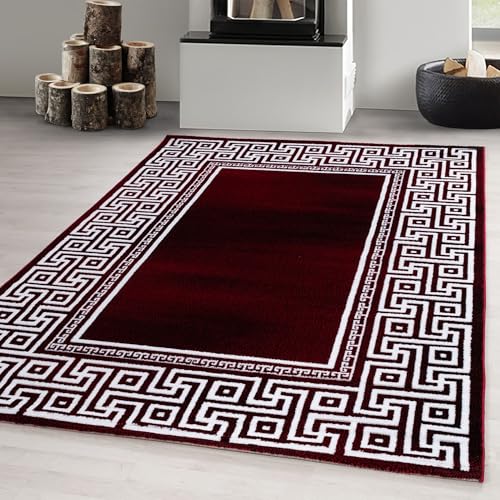 Carpetsale24 Teppich Wohnzimmer Moderne Mäander-Design Rot - Weiß 80 x 150 cm - Kurzflor Teppich Schlafzimmer Pflegeleicht und Extra Weich - Flauschiger Teppich Waschbar Esszimmer Küche Läufer Flur Carpetsale24 Teppich Wohnzimmer Moderne Mäander-Design Rot - Weiß 80 x 150 cm - Kurzflor Teppich Schlafzimmer Pflegeleicht und Extra Weich - Flauschiger Teppich Waschbar Esszimmer Küche Läufer Flur von Carpetsale24