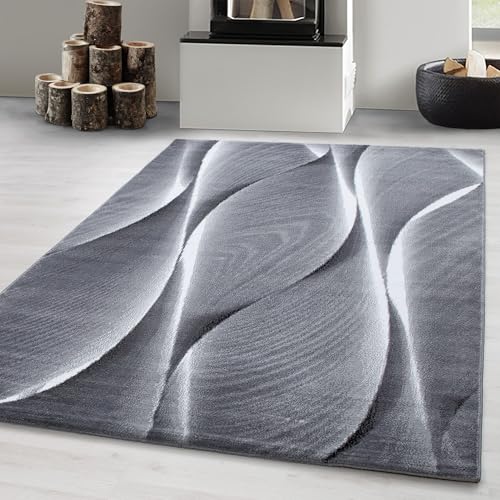 Carpetsale24 Teppich Wohnzimmer Moderne Ombre Design Schwarz - Grau - Weiß 160 x 230 cm - Kurzflor Teppich Schlafzimmer Pflegeleicht und Extra Weich - Flauschiger Teppich Waschbar Esszimmer Küche von Carpetsale24