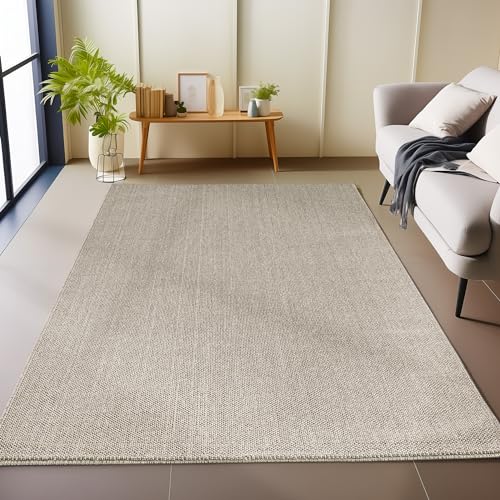 Carpetsale24 Teppich Wohnzimmer Robuster Flachgewebe Schlingenflor Cut-Loop Teppich Braun 140 x 200 cm - Kurzflor Schlingenteppich Schlafzimmer Einfarbig Meliert Design Küchenteppich Langlebig von Carpetsale24