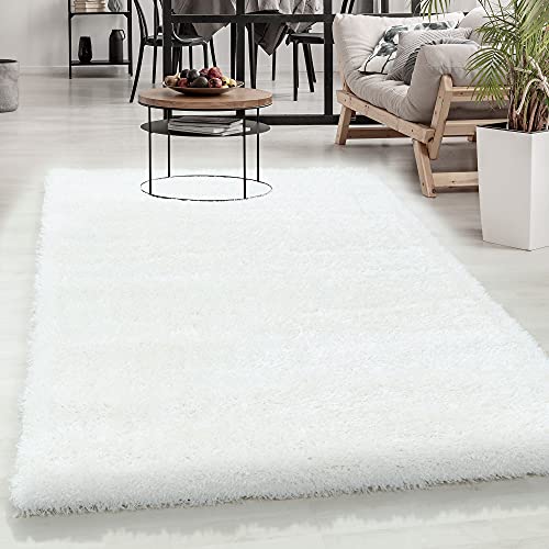 Carpetsale24 Teppich Wohnzimmer Shaggy Einfarbig 80 x 150 cm Weiß - Hochflor Schlafzimmer Luxuriös Kuschelig Super Weich Flauschig Langflor 50 mm Florhöhe Läufer Carpetsale24 Teppich Wohnzimmer Shaggy Einfarbig 80 x 150 cm Weiß - Hochflor Schlafzimmer Luxuriös Kuschelig Super Weich Flauschig Langflor 50 mm Florhöhe Läufer von Carpetsale24