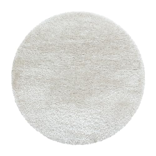 Carpetsale24 Teppich Wohnzimmer Shaggy Einfarbig Design 80 cm Rund Natur - Hochflor Teppich Schlafzimmer Luxuriöse Kuschelig und Super Weich Langflor 50 mm Florhöhe - Flauschiger Teppich Runder von Carpetsale24