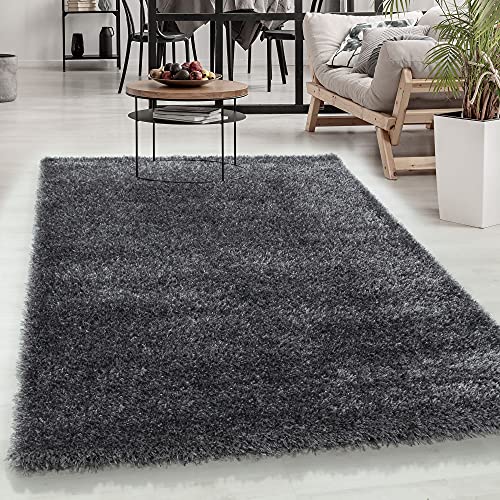 Carpetsale24 Teppich Wohnzimmer Shaggy Einfarbig Design 80 x 250 cm Grau - Hochflor Teppich Schlafzimmer Luxuriöse Kuschelig und Super Weich Flauschiger Teppich Langflor 50 mm Florhöhe Läufer von Carpetsale24