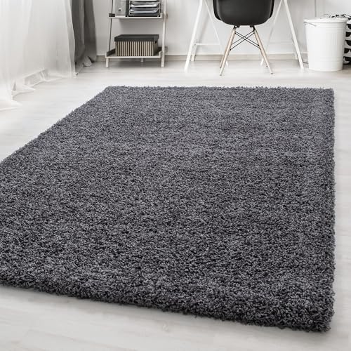 Carpetsale24 Teppich Wohnzimmer Shaggy Flokati Einfarbig Design 160 x 230 cm Grau - Hochflor Teppich Schlafzimmer Pflegeleicht und Super Weich - Flauschiger Teppich Langflor 50 mm Florhöhe Rechteckig von Carpetsale24