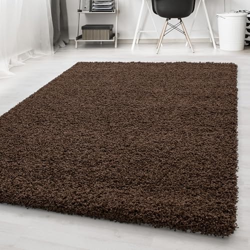 Carpetsale24 Teppich Wohnzimmer Shaggy Flokati Einfarbig Design 200 x 290 cm Braun - Hochflor Teppich Schlafzimmer Pflegeleicht Super Weich - Flauschiger Teppich Langflor 50 mm Florhöhe Rechteckig von Carpetsale24