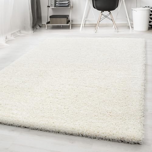 Carpetsale24 Teppich Wohnzimmer Shaggy Flokati Einfarbig Design 200 x 290 cm Creme - Hochflor Teppich Schlafzimmer Pflegeleicht Super Weich - Flauschiger Teppich Langflor 50 mm Florhöhe Rechteckig von Carpetsale24