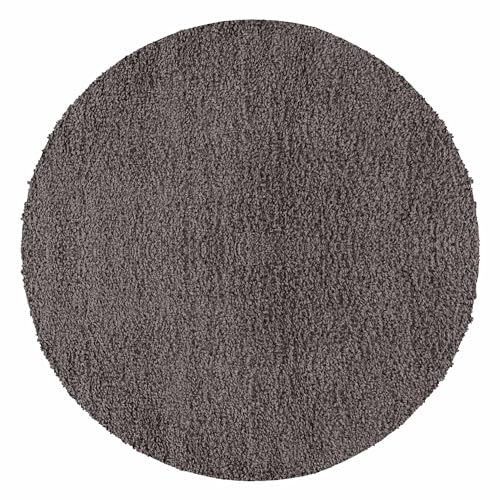 Carpetsale24 Teppich Wohnzimmer Shaggy Flokati Einfarbig Design 80 cm Rund Taupe - Hochflor Teppich Schlafzimmer Pflegeleicht und Super Weich - Flauschiger Teppich Langflor 50 mm Florhöhe Runder von Carpetsale24