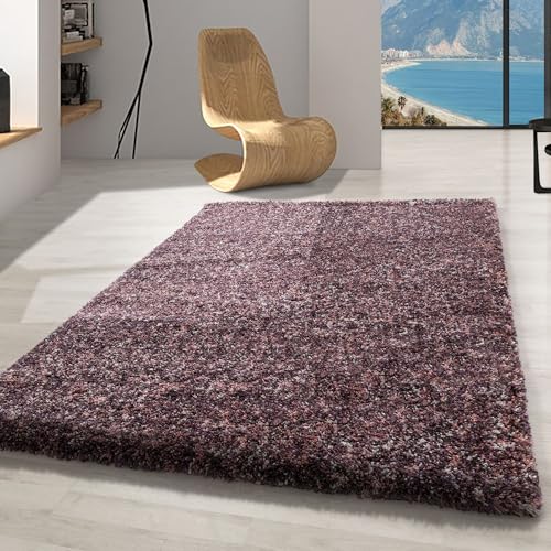 Carpetsale24 Teppich Wohnzimmer Shaggy Flokati Rosa - Pink - Lila 120 x 170 cm Meliert Design - Moderne Hochflor Teppich Schlafzimmer Extra Weich und Pflegeleicht - Flauschiger Teppich Langflor von Carpetsale24