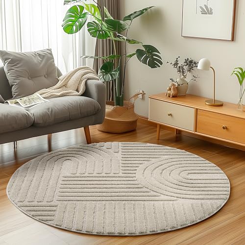 Carpetsale24 Teppich Rund 80 cm Beige, Hochflor Wohnzimmer Teppich, Weich & Flauschig, Skandinavisch Boho Stil, Langflor Shaggy, Pflegeleicht, Jute Rückseite Carpetsale24 Teppich Rund 80 cm Beige, Hochflor Wohnzimmer Teppich, Weich & Flauschig, Skandinavisch Boho Stil, Langflor Shaggy, Pflegeleicht, Jute Rückseite von Carpetsale24
