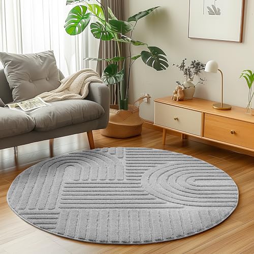 Carpetsale24 Teppich Rund 80 cm Grau, Hochflor Wohnzimmer Teppich, Weich & Flauschig, Skandinavisch Boho Stil, Langflor Shaggy, Pflegeleicht, Jute Rückseite Carpetsale24 Teppich Rund 80 cm Grau, Hochflor Wohnzimmer Teppich, Weich & Flauschig, Skandinavisch Boho Stil, Langflor Shaggy, Pflegeleicht, Jute Rückseite von Carpetsale24