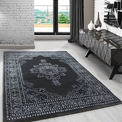 Carpetsale24 Teppich Wohnzimmer Traditioneller Orientalisch Design Grau 160 x 230 cm - Kurzflor Teppich Schlafzimmer Floral Ornament Stil Weich und Pflegeleicht - Vintage Teppich Orientalisch Muster von Carpetsale24