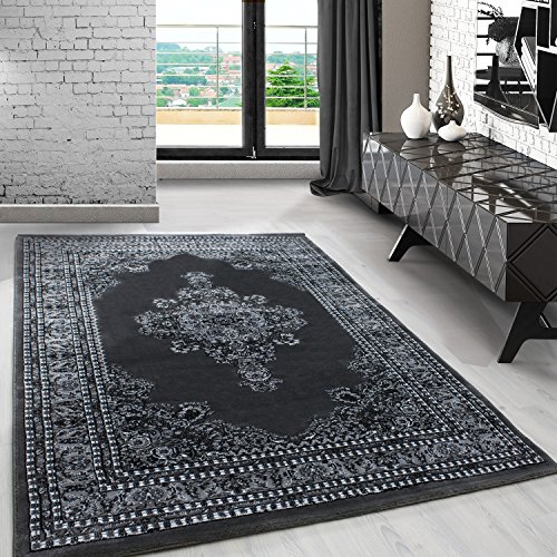 Carpetsale24 Orient Teppich 240x340 cm Grau, Landhausstil Kurzflorteppich, Strapazierfähige Wohnlösung für großzügige Wohnbereiche von Carpetsale24