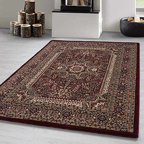 Carpetsale24 Teppich Wohnzimmer Traditioneller Orientalisch Design Rot 160 x 230 cm - Kurzflor Teppich Schlafzimmer Floral Ornament Stil Weich und Pflegeleicht - Vintage Teppich Orientalisch Muster von Carpetsale24