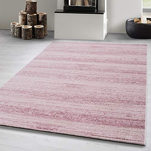Carpetsale24 Teppich Wohnzimmer Unicolor - Einfarbig Pink Meliert 120 x 170 cm - Kurzflor Teppich Schlafzimmer Pflegeleicht und Extra Weich - Teppich für Küche Esszimmer Kinderzimmer Rechteckig von Carpetsale24