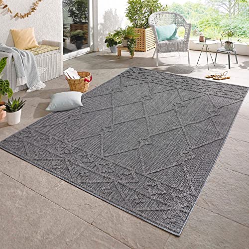 Carpetsale24 In- & Outdoor Teppich Wetterfest 240 x 340 cm Sisal Optik Grau - Teppich Waschbar, Wasserfest, Pflegeleicht und Flachgewebe - Ideal für Balkon, Garten, Terrasse und als Küchenteppich von Carpetsale24