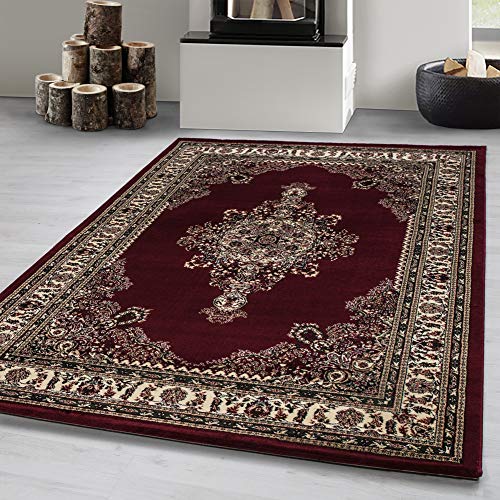 Carpetsale24 Teppich Wohnzimmer Traditioneller Orientalisch Design Rot 120 x 170 cm - Kurzflor Teppich Schlafzimmer Floral Ornament Stil Weich und Pflegeleicht - Vintage Teppich Orientalisch Muster von Carpetsale24