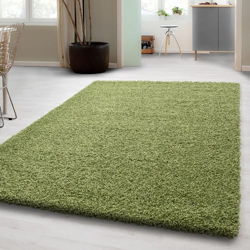 Carpetsale24 Shaggy Hochflor Teppich Läufer Flur 100 x 200 cm Grün Modern - Teppich Flauschig, Extra Weich & Pflegeleicht - Ideal als Bettvorleger für Schlafzimmer, Küchenläufer oder Wohnzimmer von Carpetsale24