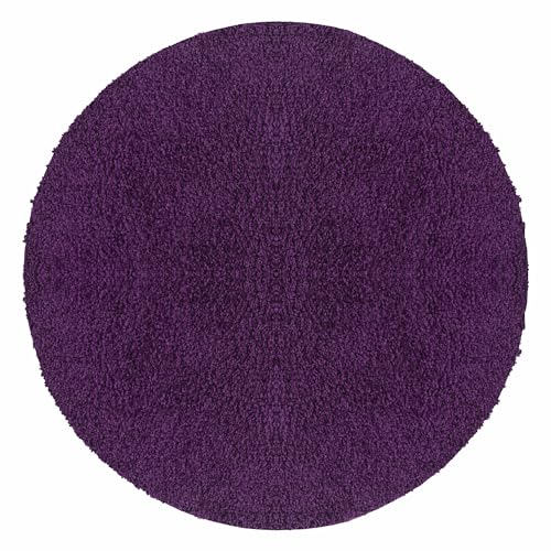 Carpetsale24 Shaggy Hochflor Teppich Wohnzimmer 120 cm Rund Violett Modern - Teppich Flauschig, Extra Weich, Pflegeleicht und einfarbig - für Schlafzimmer, Esszimmer - Ideal als Küchenteppich von Carpetsale24