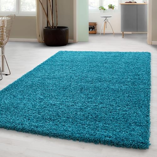 Carpetsale24 Shaggy Hochflor Teppich Wohnzimmer 200x300 (200 x 290 cm) Türkis - Moderner, Flauschiger Langflor Teppich – Weicher Carpet für Schlafzimmer, Esszimmer & als stilvoller Küchenteppich Carpetsale24 Shaggy Hochflor Teppich Wohnzimmer 200x300 (200 x 290 cm) Türkis - Moderner, Flauschiger Langflor Teppich – Weicher Carpet für Schlafzimmer, Esszimmer & als stilvoller Küchenteppich von Carpetsale24