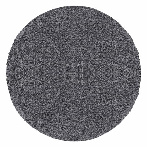 Carpetsale24 Shaggy Hochflor Teppich Wohnzimmer 80 cm Rund Grau Modern - Teppich Flauschig, Extra Weich, Pflegeleicht und einfarbig - für Schlafzimmer, Esszimmer - Ideal als Küchenteppich von Carpetsale24