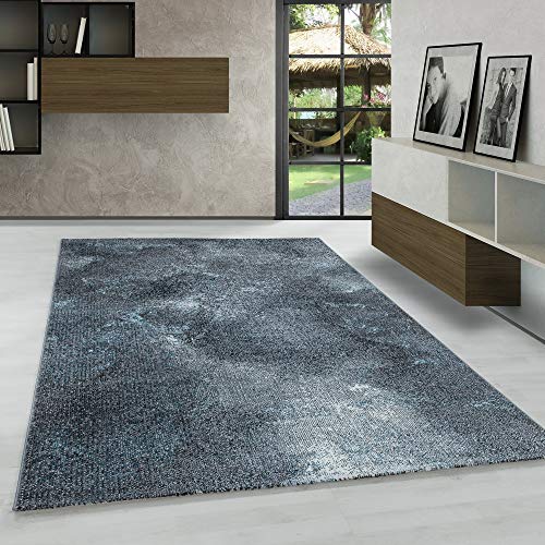 Carpetsale24 Modern Designer Teppich, Kurzflor Abstrakt Design, Rechteckig, Blau und Grau, Wohnzimmer, Schlafzimmer oder Jugendzimmer Teppich, Größe:120 x 170 cm von Carpetsale24