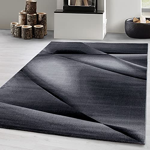 Carpetsale24 Teppich Wohnzimmer Abstrakt Design Schwarz und Grau 80 x 150 cm Läufer - Modern Kurzflor Teppich Schlafzimmer Pflegeleicht und Weich - Waschbarer Teppich für Küche Esszimmer Jugendzimmer von Carpetsale24