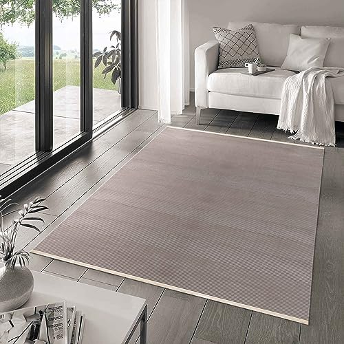 Teppich Wohnzimmer Kurzflor Modern Skandinavische Stil 120 x 170 cm Braun - Kurzflor Dünner Teppich Schlafzimmer Flauschig Extra Weich Teppich Waschbar in Waschmaschine für Esszimmer Küche von Carpetsale24